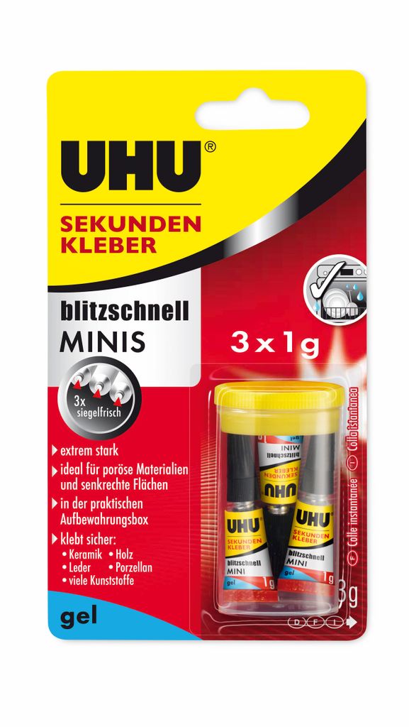 UHU Sekundenkleber Minisgel 3x1g