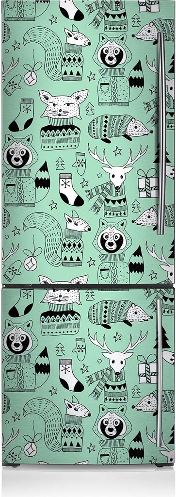 Kühlschrankmagnete Kühlschrank Magnetfolie Magnete Küche 60x190 cm - Skandinavischer Zoo.