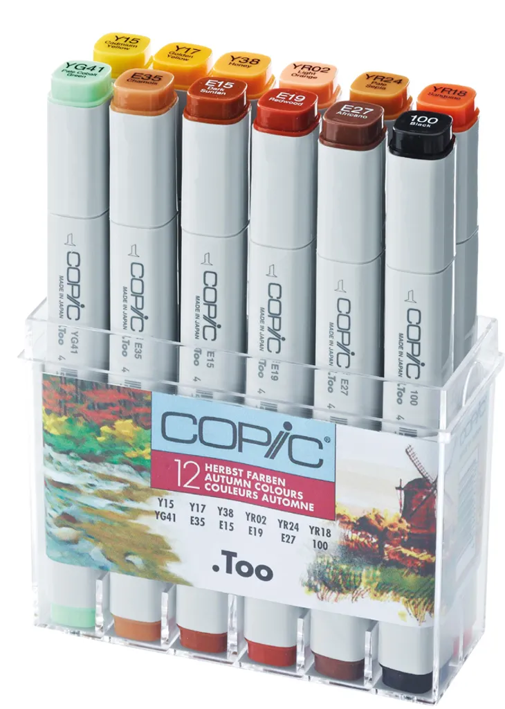 Set di 12 colori autunnali di pennarelli professionali COPIC