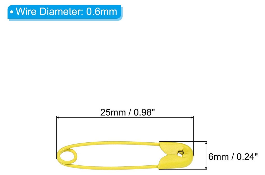 100 Stš¹ck Sicherheitsnadeln 0.98 Zoll Kleine Metall N?hstifte fš¹r Decken R?cke Handwerk Brosche Herstellung Gelb