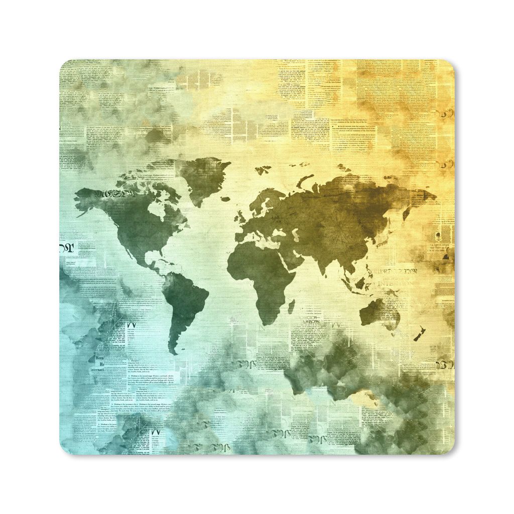 MuchoWow Mauspad Mousepad Weltkarte - Wasserfarben 30x30 cm - Mousepads - Maus Mat - Pad - Mausunterlage - Gaming