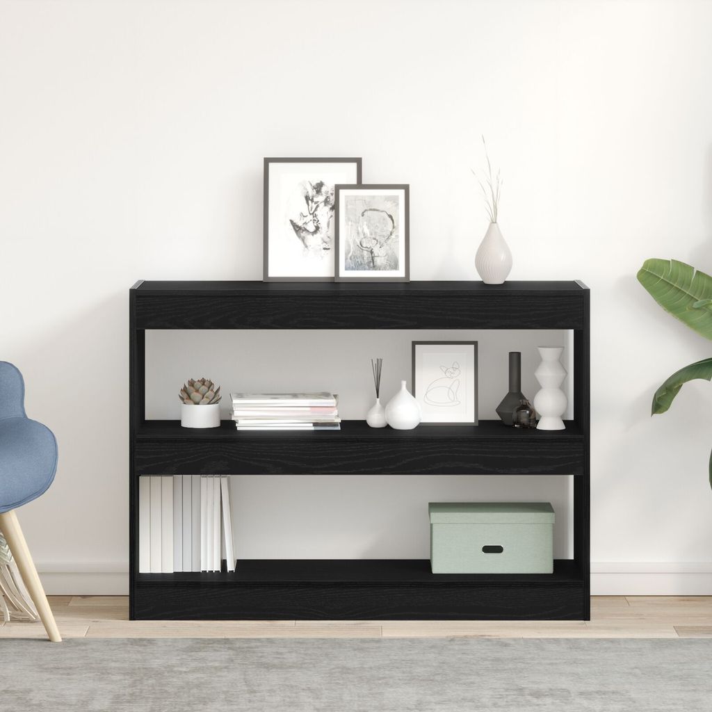 Möbel Bücherregal/Raumteiler Schwarz Eiche 100x30x72 cm Holzwerkstoff - Bücherregale 862723