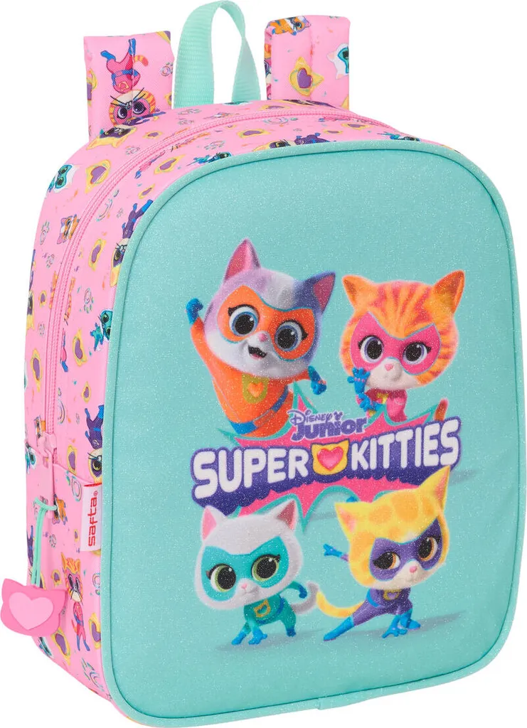 Petit sac à dos enfant SuperKitties rose et turquoise pour la crèche