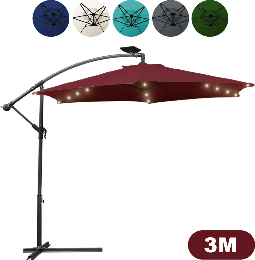 Ombrellone Rosso LED Yakimz 300cm: L'anima delle tue Feste in Giardino