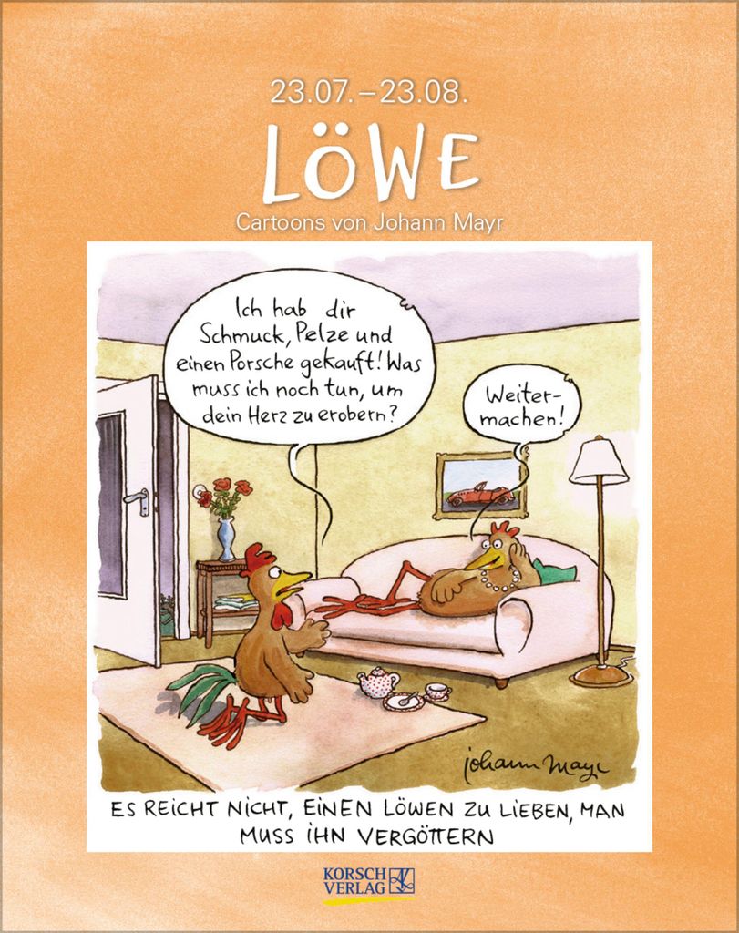 Löwe 2027: Sternzeichenkalender-Cartoonkalender als Wandkalender im Format 19 x 24 cm.