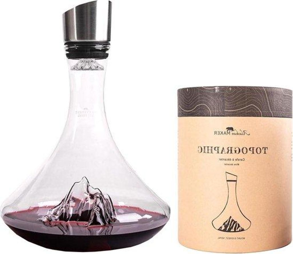 Kristallwein-Karaffe Handgeblasen Bergrelief Filterglas 18 Liter