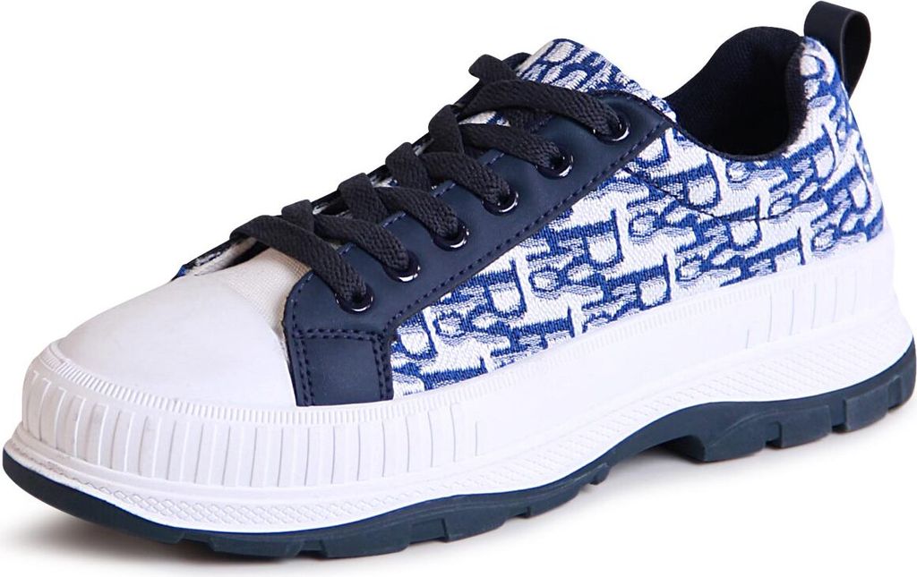 topschuhe24 2541 Damen Print Sneaker Plateau Turnschuhe , Farbe:Blau, Größe:40 EU