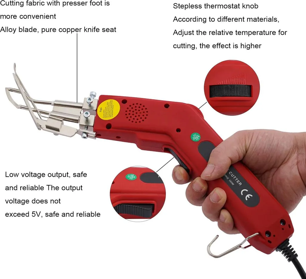 Cutter électrique à lame chauffante 100W 220V rouge pour cordes