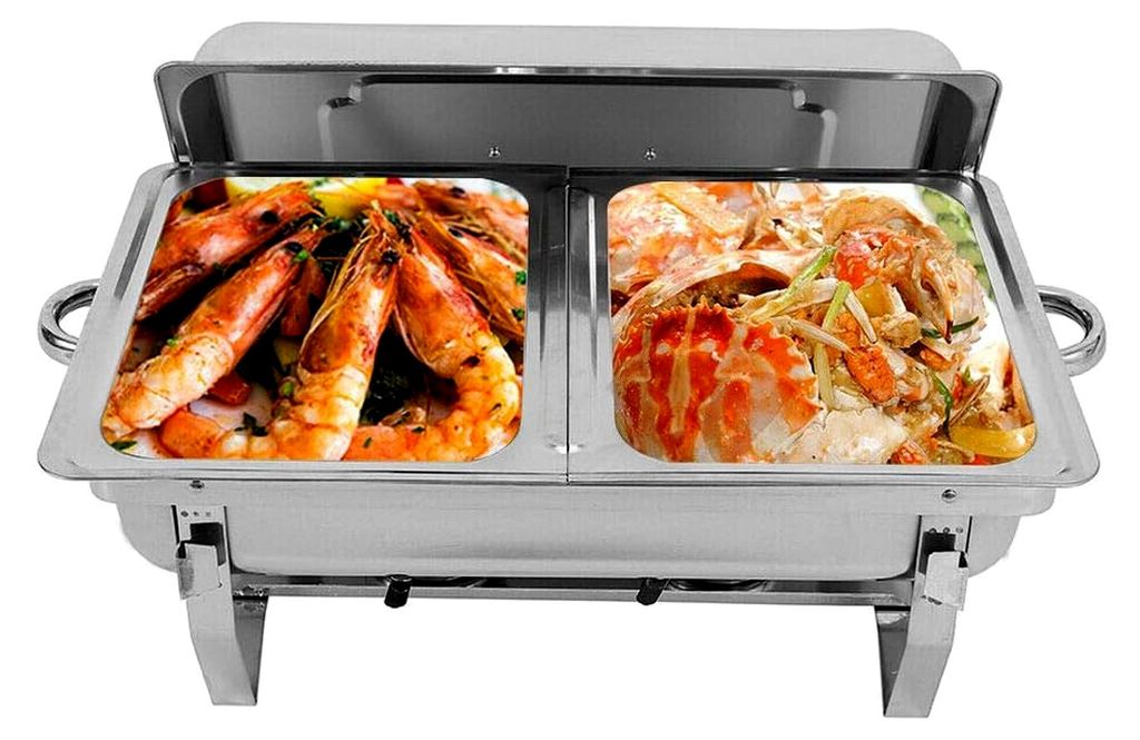 2 Stück Warmhaltebehälter für Speisen, 7,5L Chafing Dish Set aus Edelstahl, Wärmebehälter für Catering, Buffet und Veranstaltungen