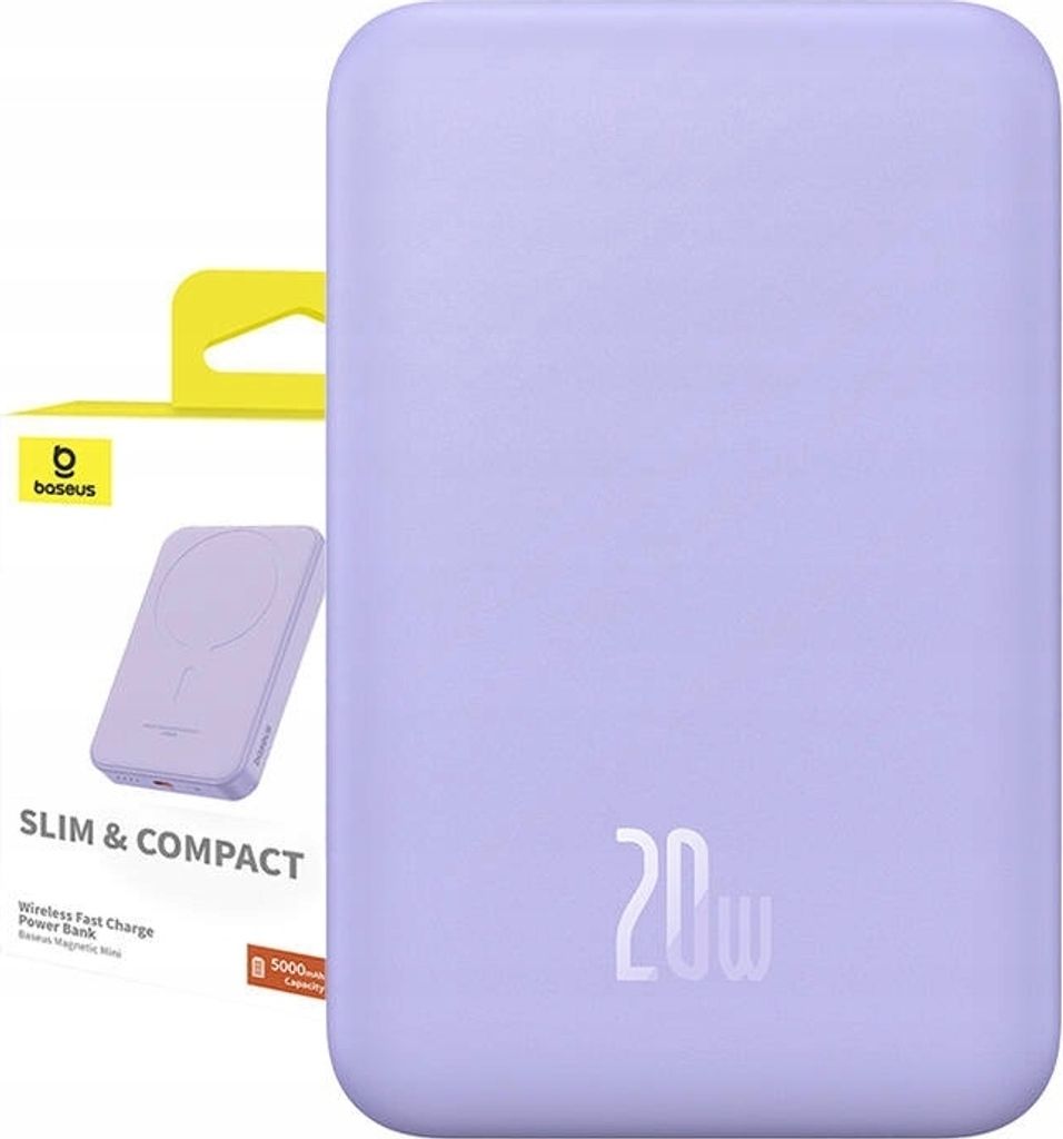 Powerbank Magnet Baseus 5000Mah 20W Drahtlos Lila Usb-C