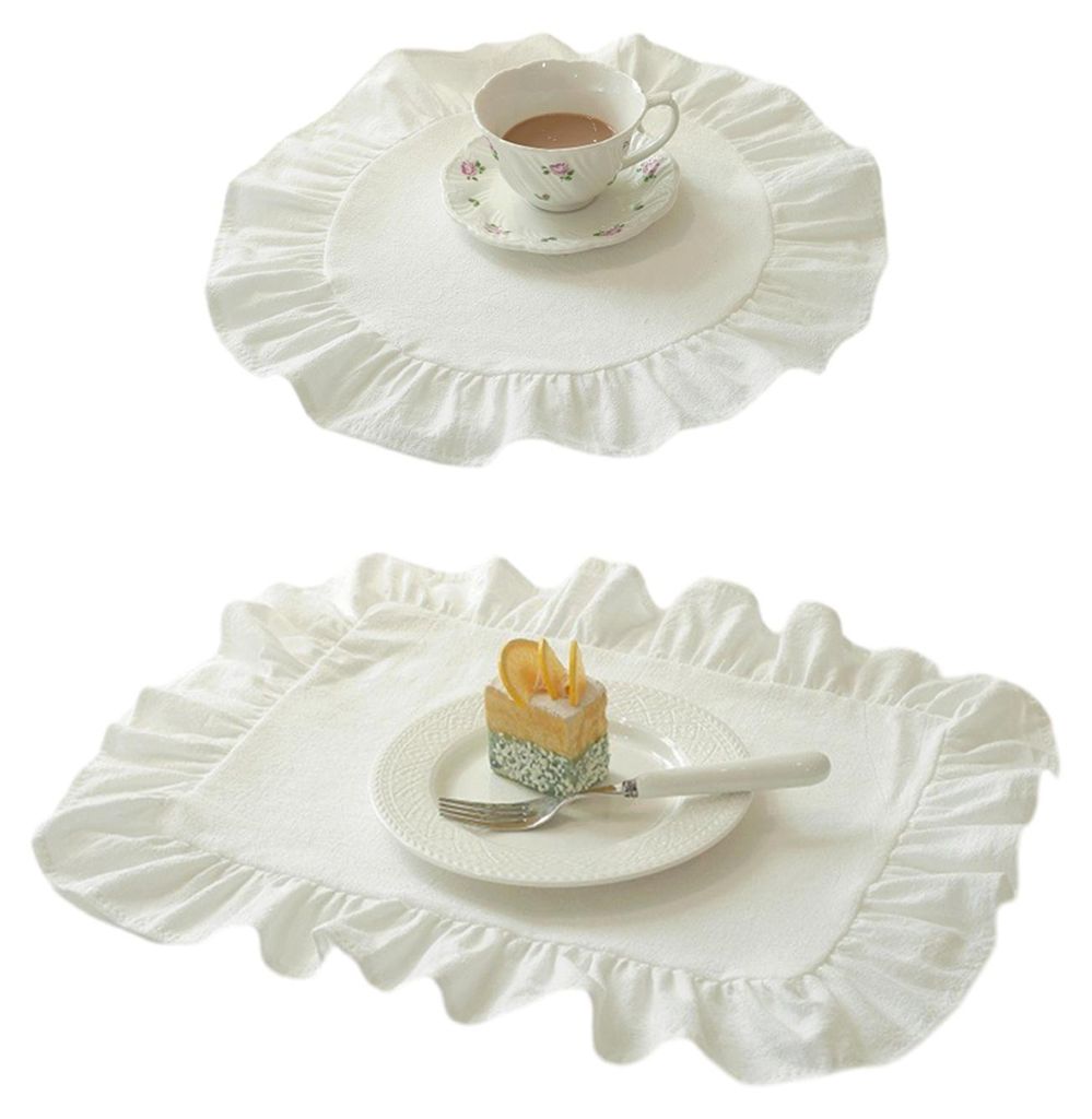 1/2 Stück Küchen-Platzsets, quadratisch, rund, aus gewaschener Baumwolle mit gefalteten Kanten, hitzebeständig, für Esszimmer, Küche, Partys