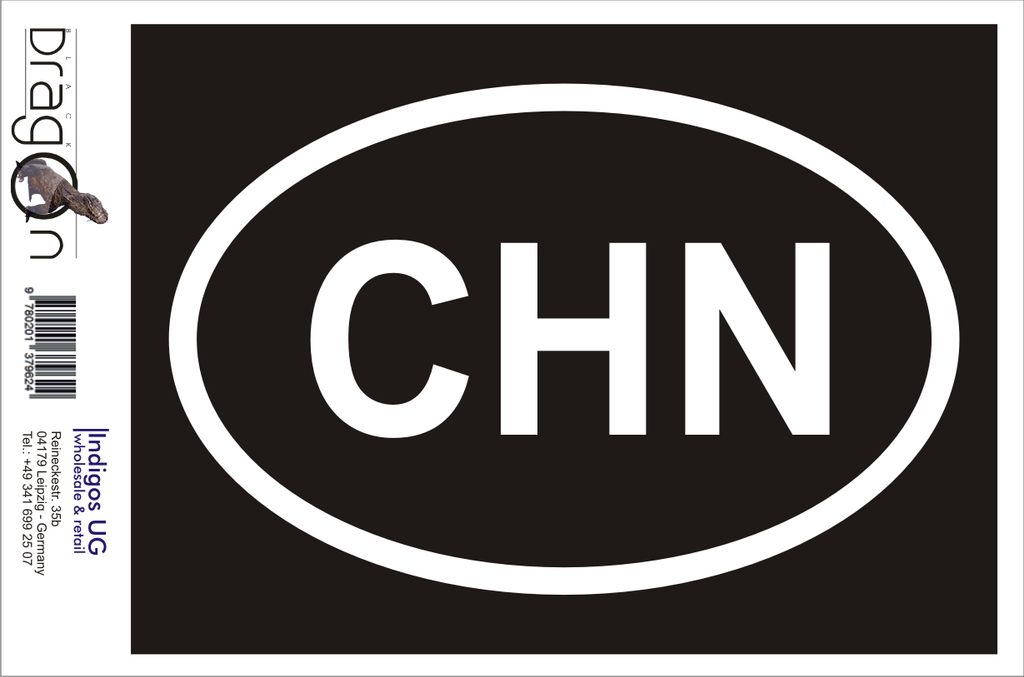 Aufkleber / Autoaufkleber - JDM / Die cut / Auto / OEM - China CHN - 110x70 mm weiß - Heckscheibe / Heckscheibenaufkleber