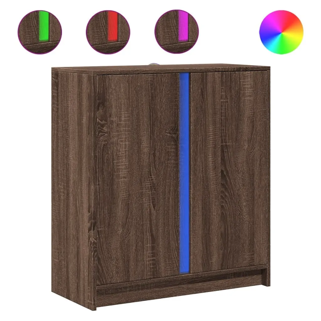 SYFAX Madia LED Rovere Marrone 77cm: Mobile Contenitore Multistrato