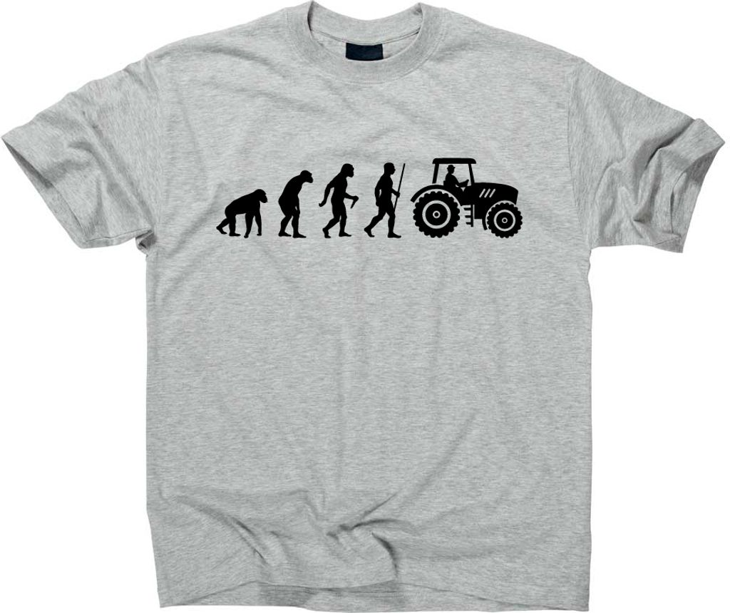 Styletex23 T-Shirt Traktor Trecker Fun Evolution of Man, sport grey, S