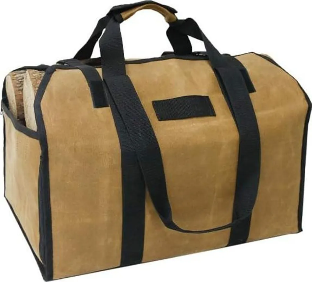 Porte-bûches en toile cirée imperméable avec poignées pour cheminée