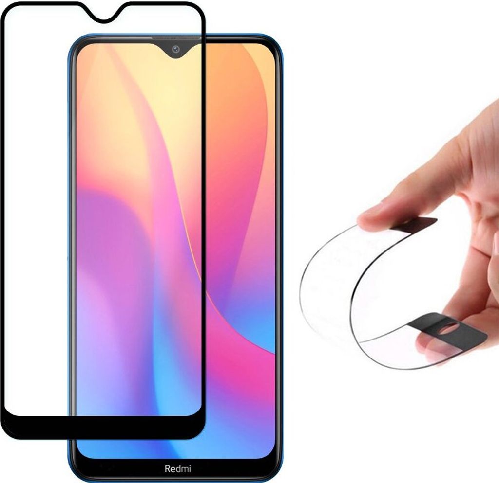 Wozinsky Full Cover Flexi Nano Glass Film Gehrtetes Glas Mit Rahmen Xiaomi Redmi 8A Schwarz