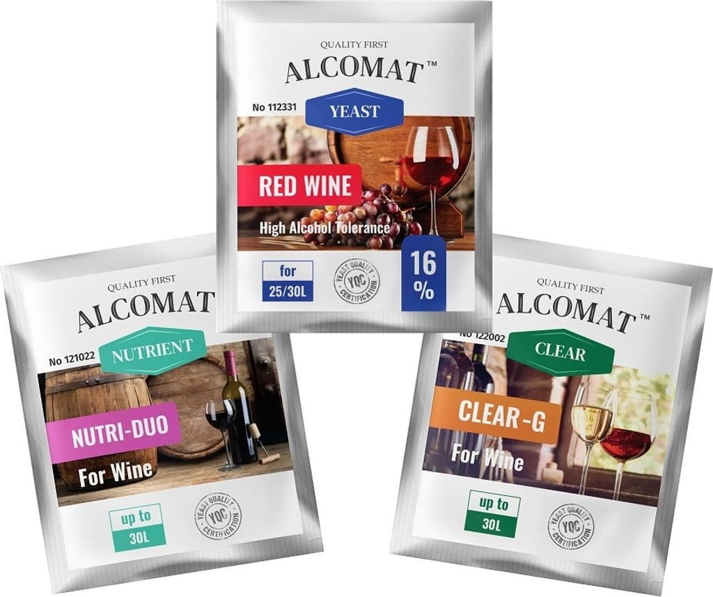 SET Alcomat Rotweinhefe HAT 16% + Nährstof + Klärmittel | Produktbild 