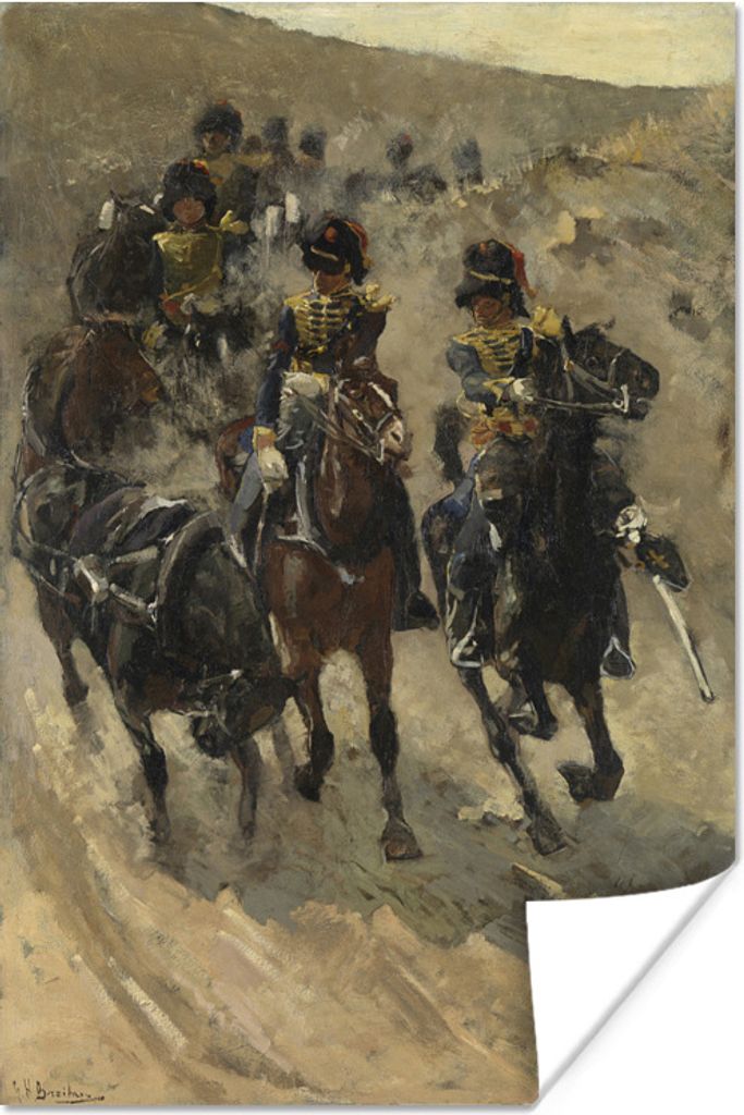 MuchoWow Poster Die Gelben Reiter - Gemälde von George Hendrik Breitner 80x120 cm - Papierdruck