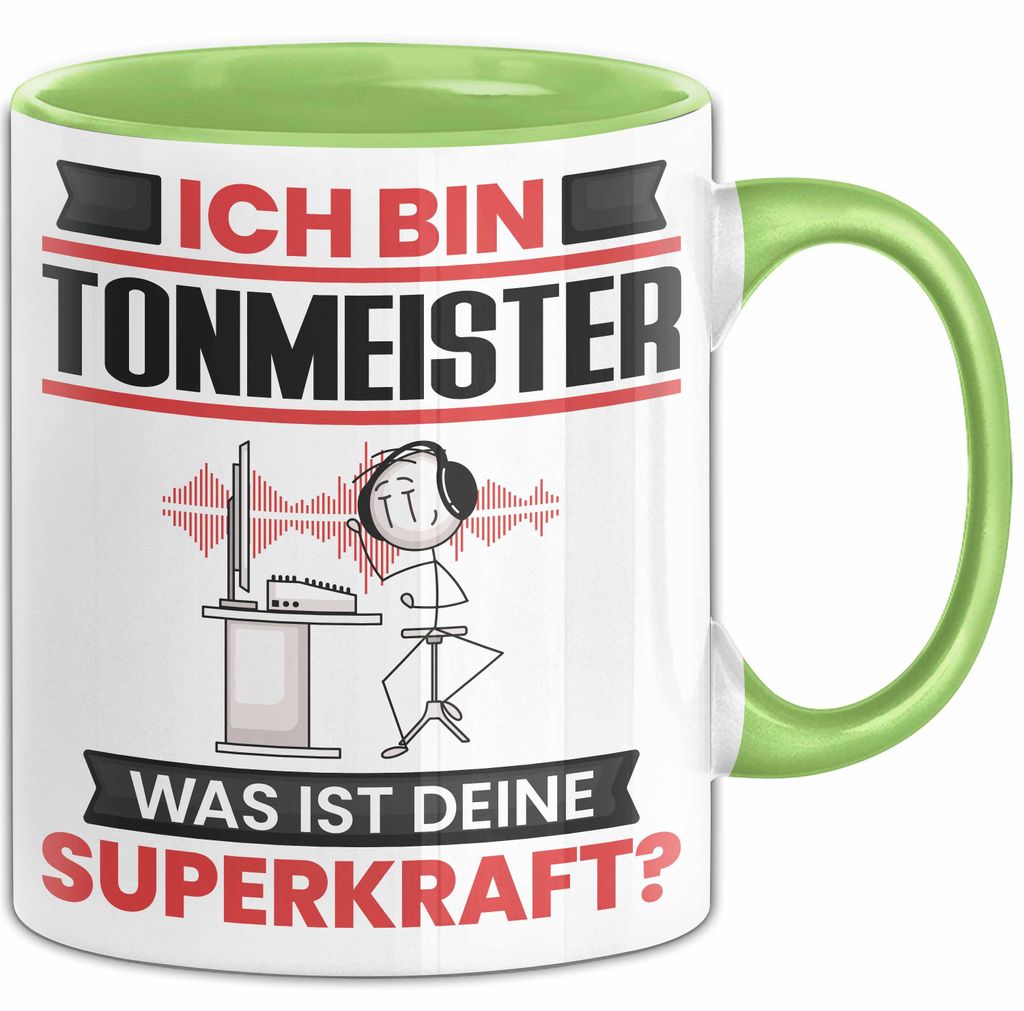 Tonmeister Tasse Geschenk für Tonmeister Geburtstag Lustiger Spruch Kaffee-Becher Was Ist Deine Superkraft (Grün)
