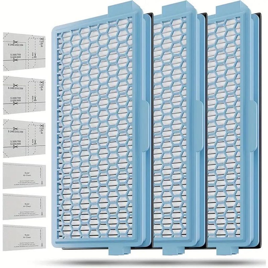 3er Set HEPA Filter kompatibel mit Miele Compact C1, C2, Complete C2, C3, S8340 – inkl. 3x Motorfilter & 3x Air Clean Filter – Für S4000–S80...
