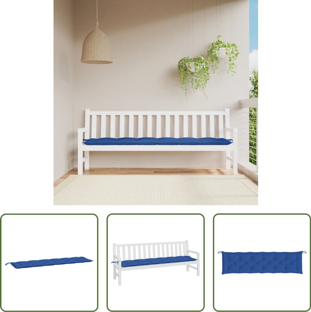 The Living Store Gartenbank-Auflage Königsblau 200x50x7 cm Oxford-Gewebe