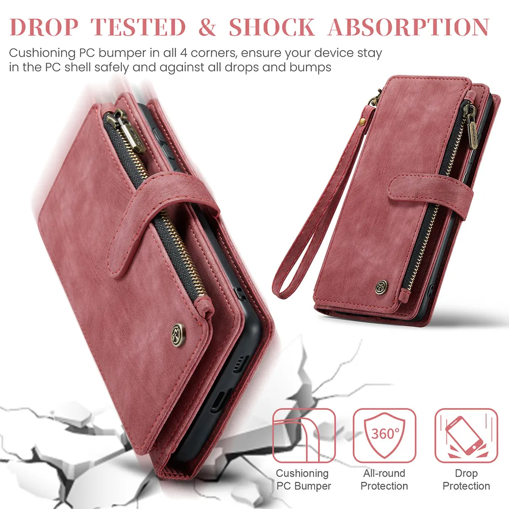 Custodia Luxury per Samsung S24+ Rosso: Portafoglio e Supporto - 7