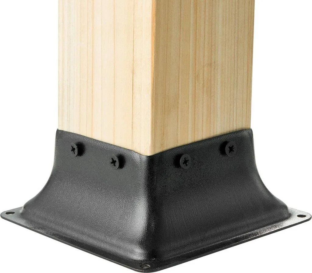 Base per palo 101,6 x 101,6 mm, 10 pezzi, staffa interna per palo in acciaio verniciato a polvere per impieghi gravosi 91 x 91 mm, adatta per ancoraggio standard per pali in legno, base per palo per terrazza, supporto per ringhiera e corrimano per veranda. - 10