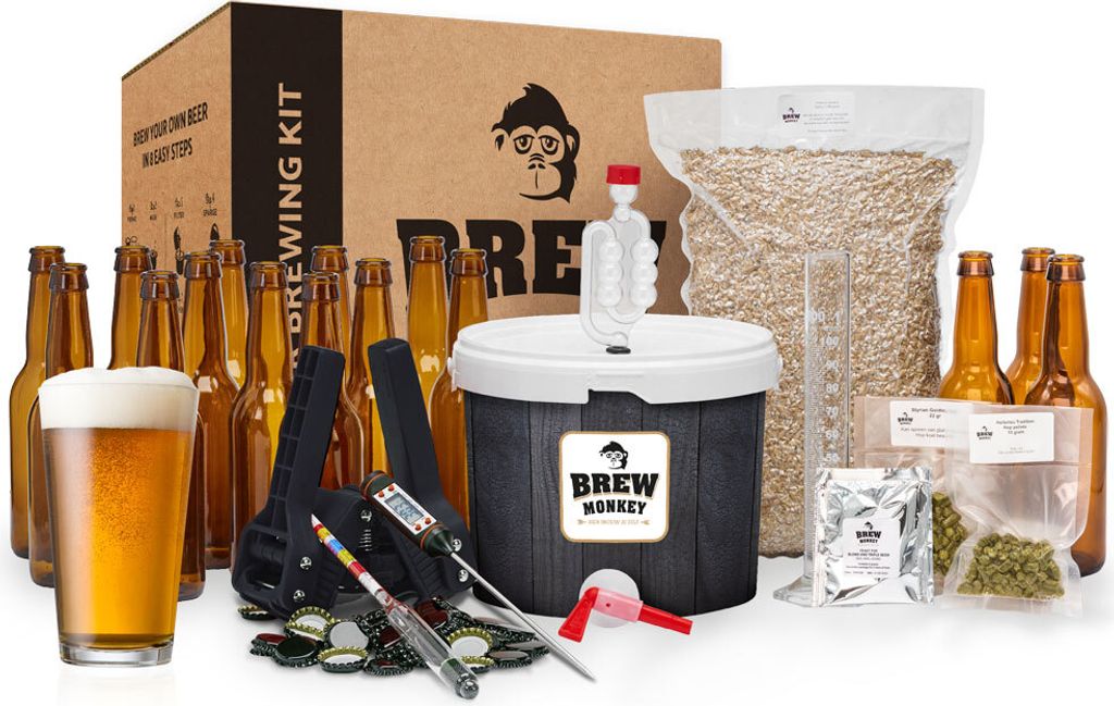 Brew Monkey Bierbrauset IPA | Luxe Set 5 Liter Bier | 5,7% Vol. | Bier Brauen Set | Männergeschenke | Bier Geschenke für Männer | Geburtstagsg...