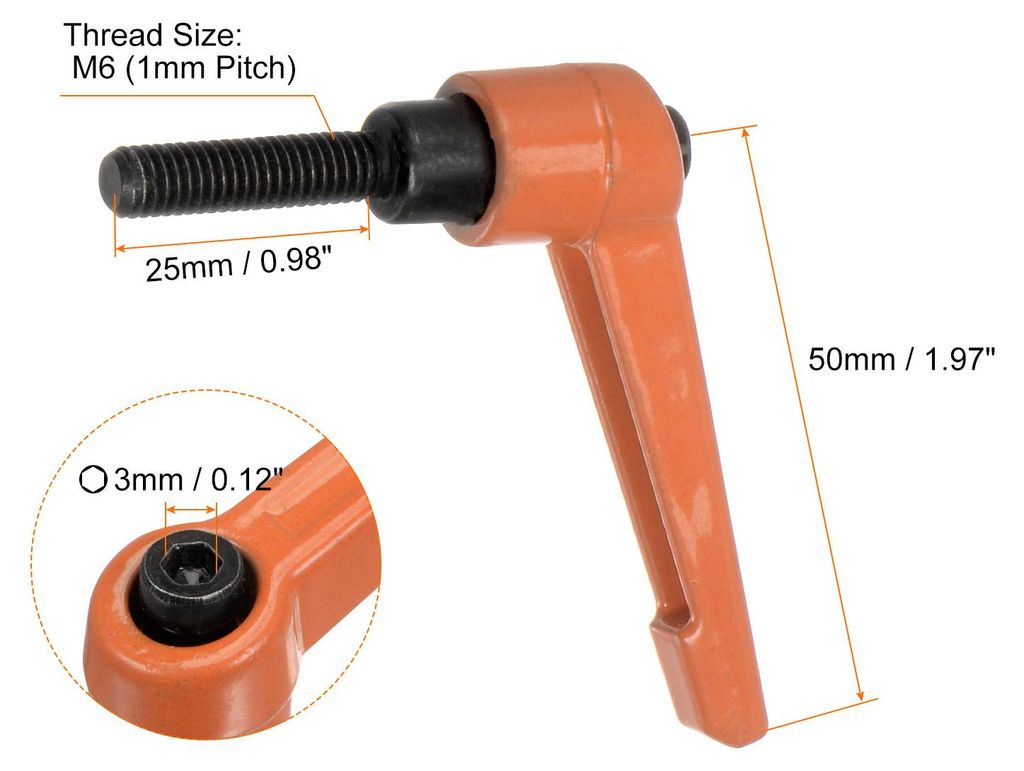 4 Stš¹ck Klemmhebel Griff M6 x 25mm Au?engewinde Schrauben Spritzbeschichter Kohlenstoffstahl Verstellbare Handgriffe Spannhebel Befestigung fš...