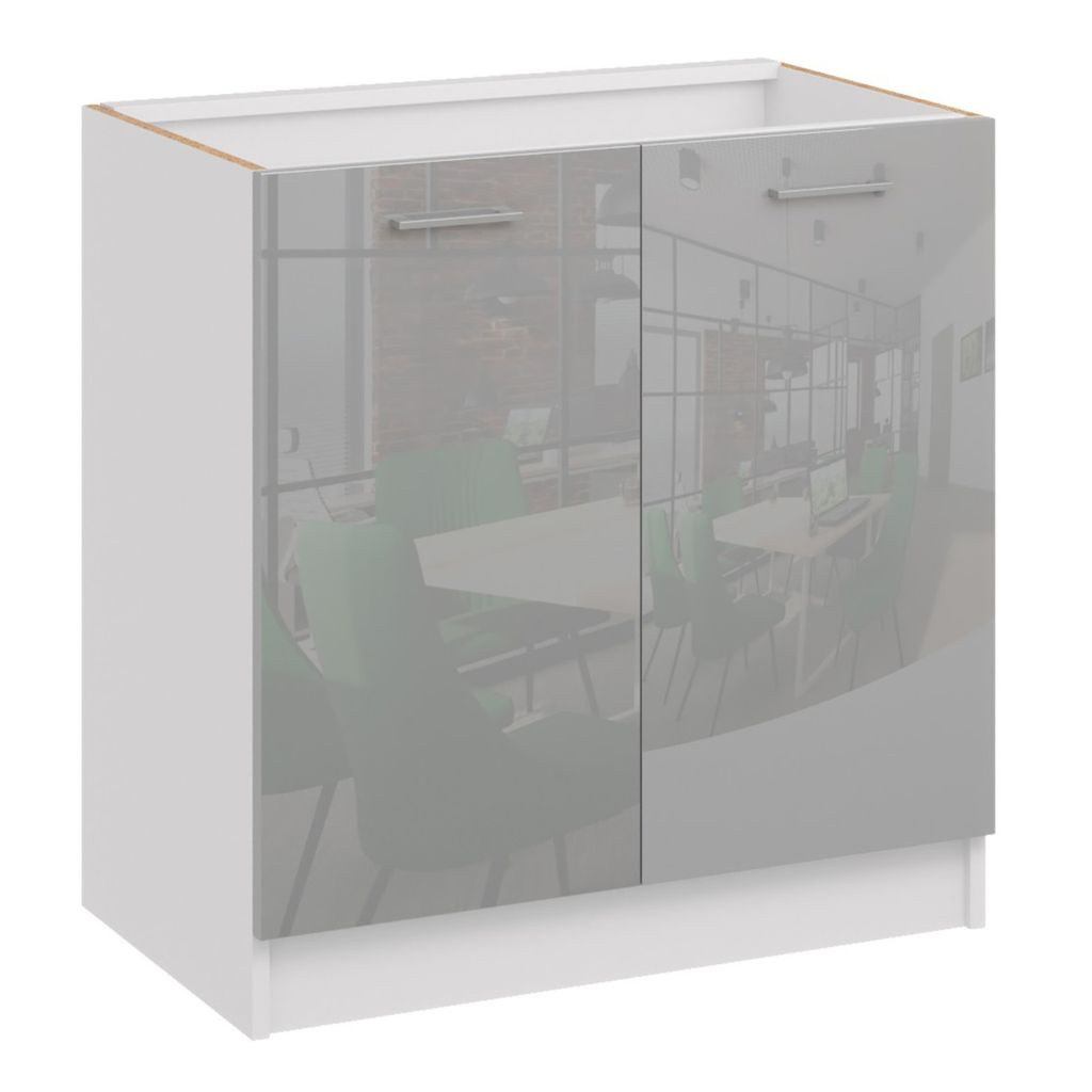 Roe Furniture Leco Küchenzeile 280 cm, Grau Hochglanz, mit Produktbild 