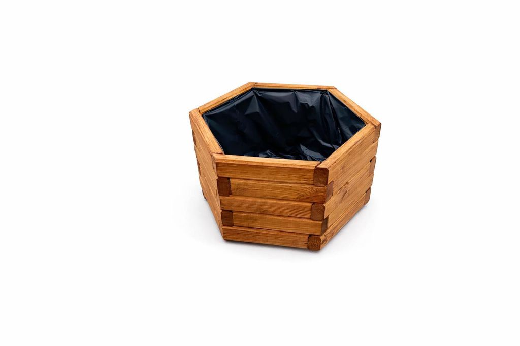 FKL DESIGN Home Deco Pflanzkasten aus Holz Pflanzkübel D26 (Teak, 51 x 44 x 28 cm)
