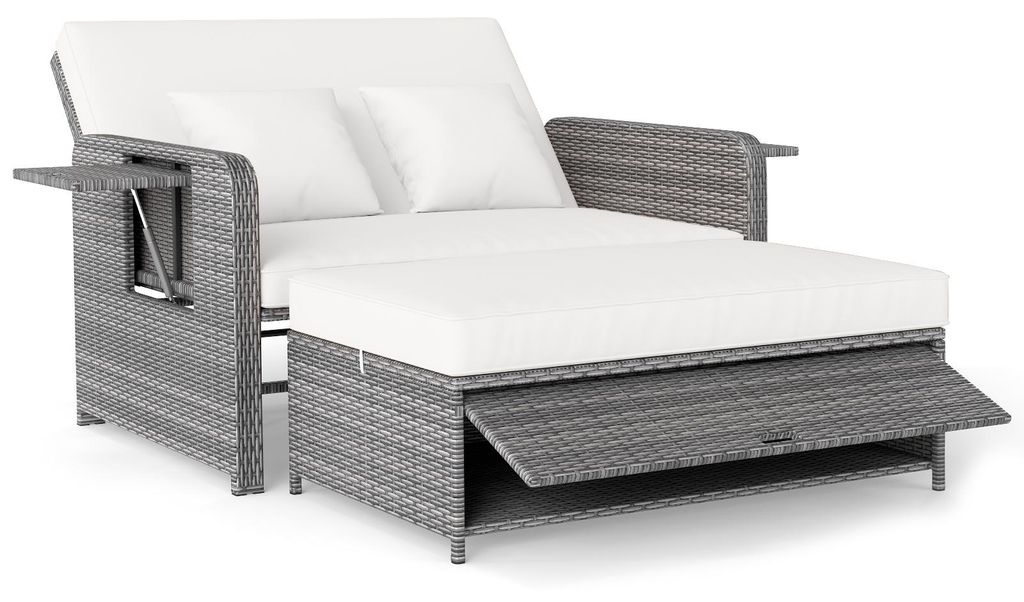 COSTWAY Polyrattan Sonnenliege, Gartenliege mit Produktbild 
