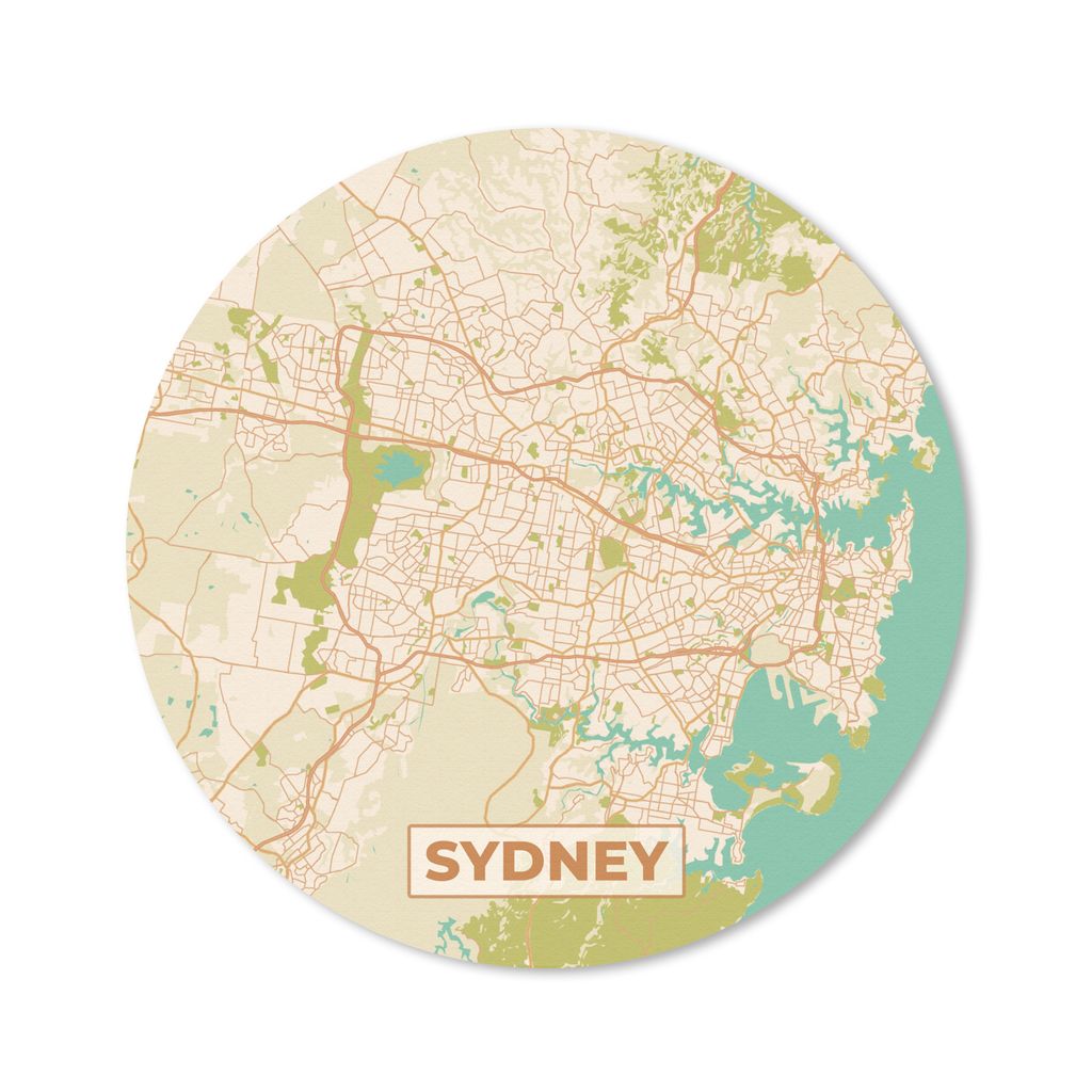 MuchoWow Mauspad Mousepad Sydney - Vintage - Stadtplan - Karte 50x50 cm - Mousepads - Maus Mat - Pad - Mausunterlage - Vinyl
