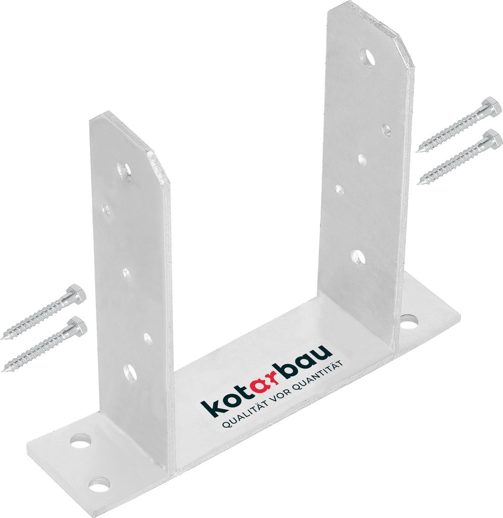 KOTARBAU TT Pfostenträger zum Aufschrauben 140 mm Bodenanker für Holzpfosten Pfostenschuh für Zaunpfosten verzinkter Stahl Silber
