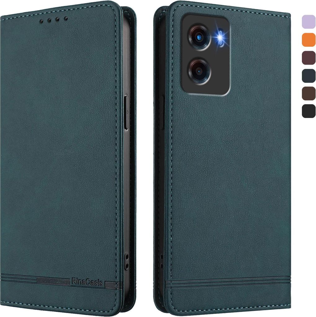 Hülle für Motorola Moto G05, Retro Kunstleder Ständer Klapphülle mit Kartenfächer und Magnetische Grün
