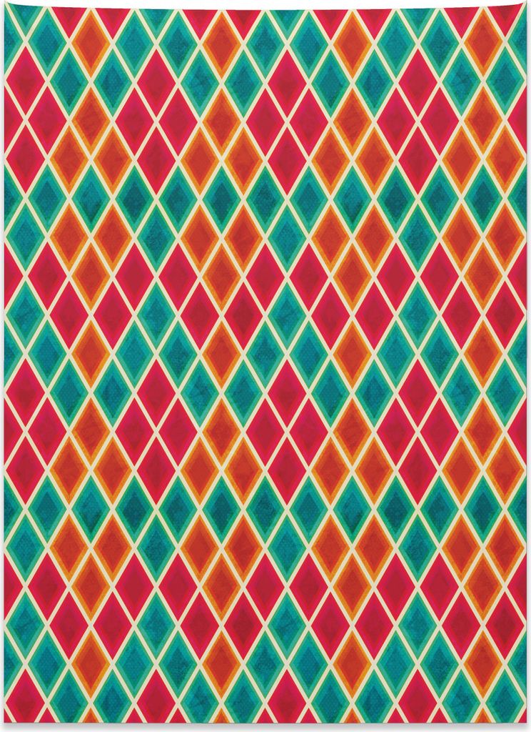 Abakuhaus Geometrisch Wandteppich, Vibrierende Grunge-Raute aus Weiches Mikrofaser Stoff Kein Verblassen Klare Farben Waschbar, 110 x 150 cm, Dunke...