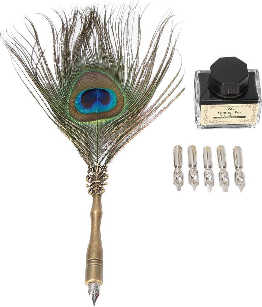 Dip Stift, Pfauen Feder Schrein Geschenkbox Schöne Aussehen Stift Quill das Beste für eine Freundschaftsschüler Geschenke