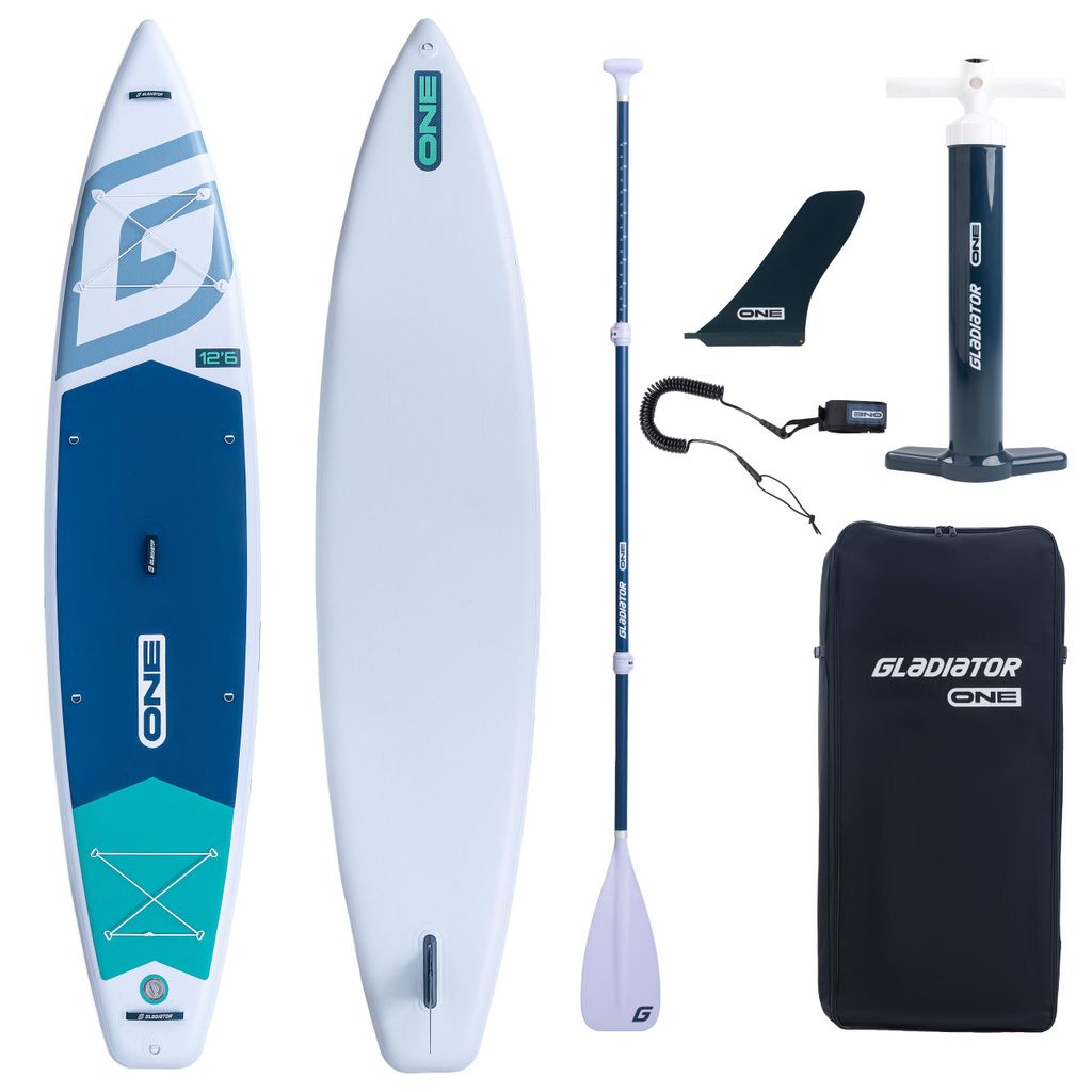 Gladiator ONE 12'6 SUP Board Touring White 2026 aufblasbar Komplettset