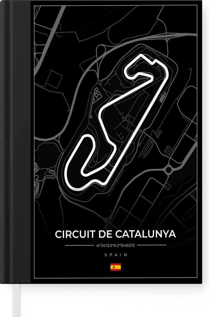 MuchoWow Notizbuch Tagebuch Haushaltsbuch Notebook A5 F1 - Rennstrecke - Circuit de Barcelona-Catalunya - Rennstrecke - Spanien - Schwarz - Notiz...