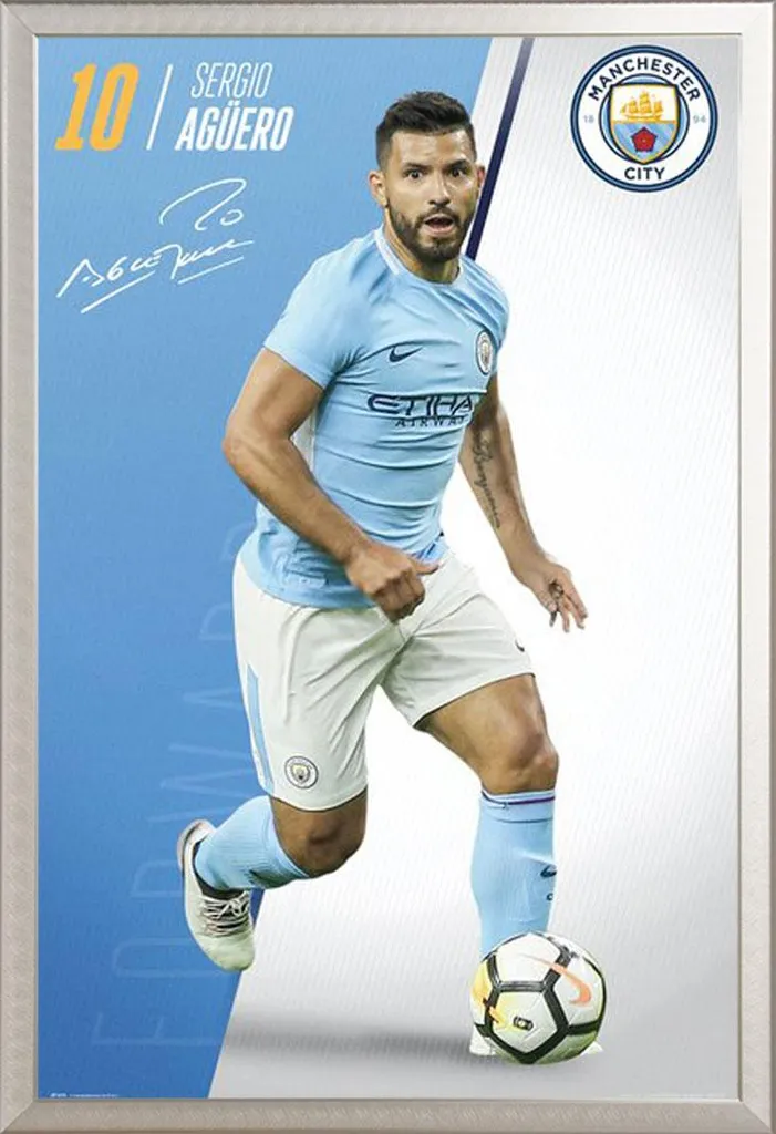 Regalo Manchester City: Poster Aguero 17/18 con Cornice Shinsuke