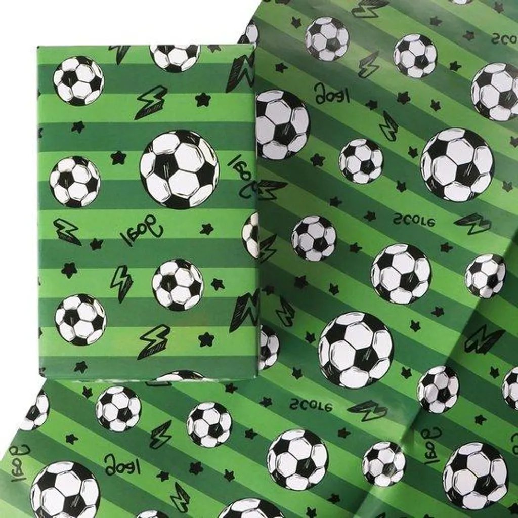 Papier cadeau foot résistant : fini les déchirures, format 50 x 70 cm