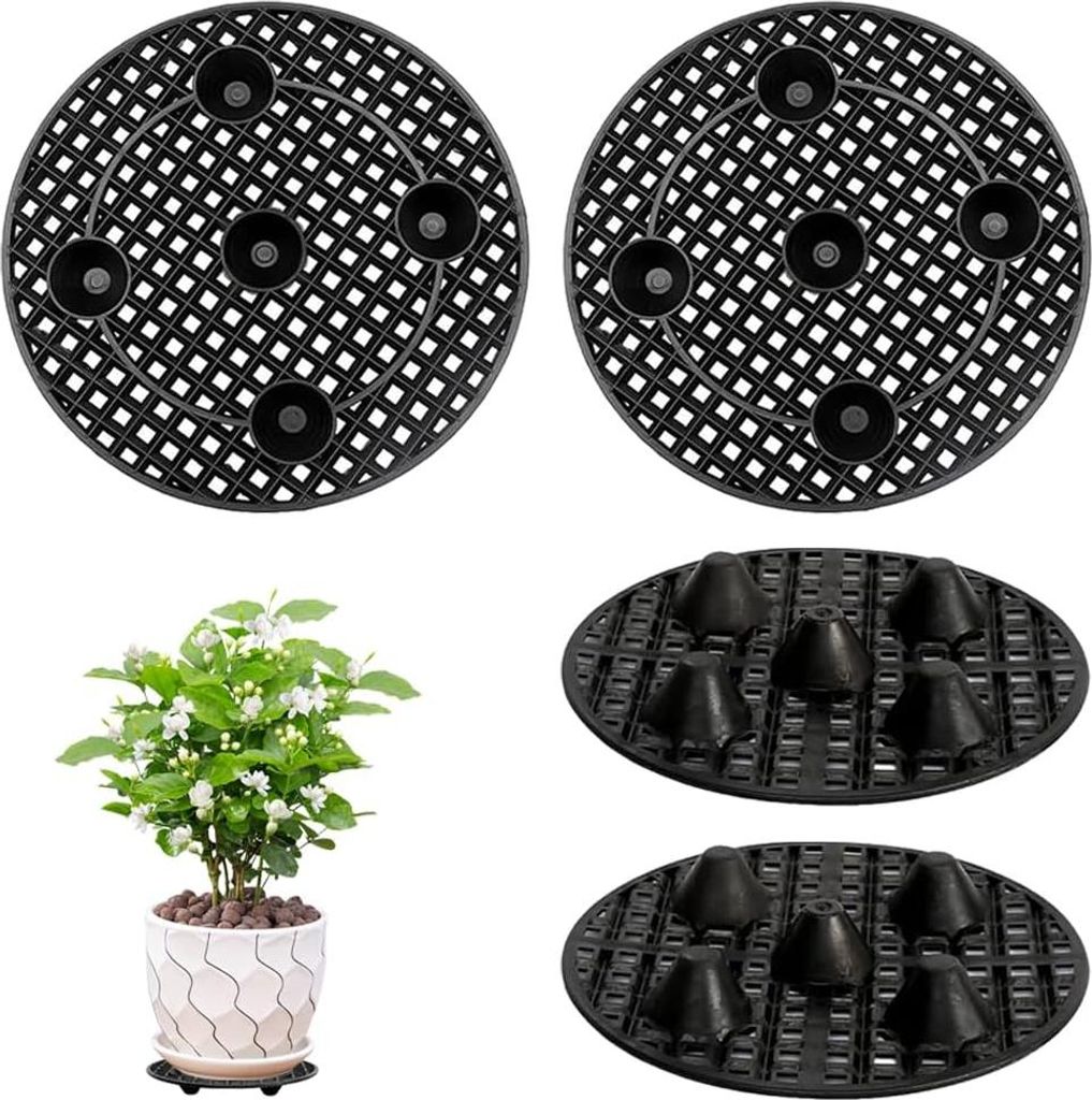 Blumentopfständer 4 Stück - Blumentopfständer für drinnen und draußen - Drainagematte - Kunststoffgitter für Pflanzenbehälter - Bonsai- und ...