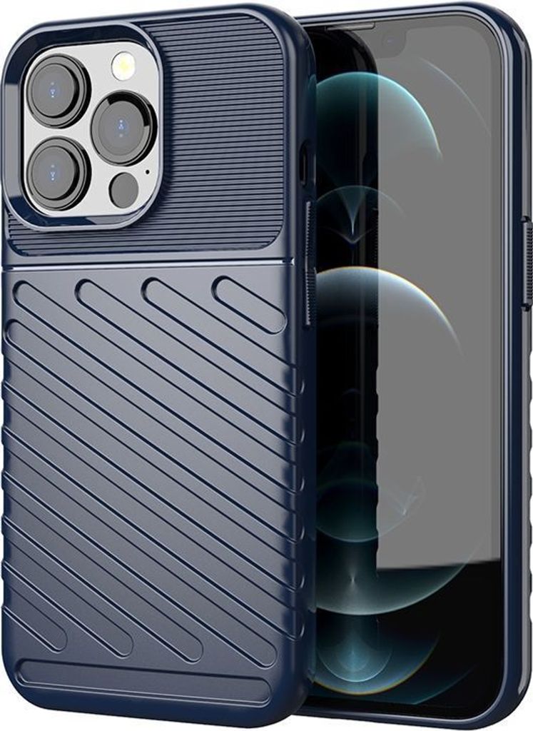 Mobigear Groove iPhone 13 Pro Hülle Flexibles TPU Backcover - Blau