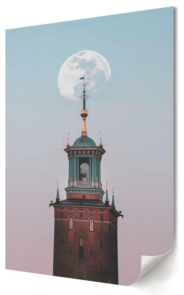 Mondturm- Kunstdruck A3 (29x42 cm) - Ausdrucksstark, modern- Wandbild für Wohnzimmer Schlafzimmer & Flur, Modernes Poster Wanddeko, Ungerahmt