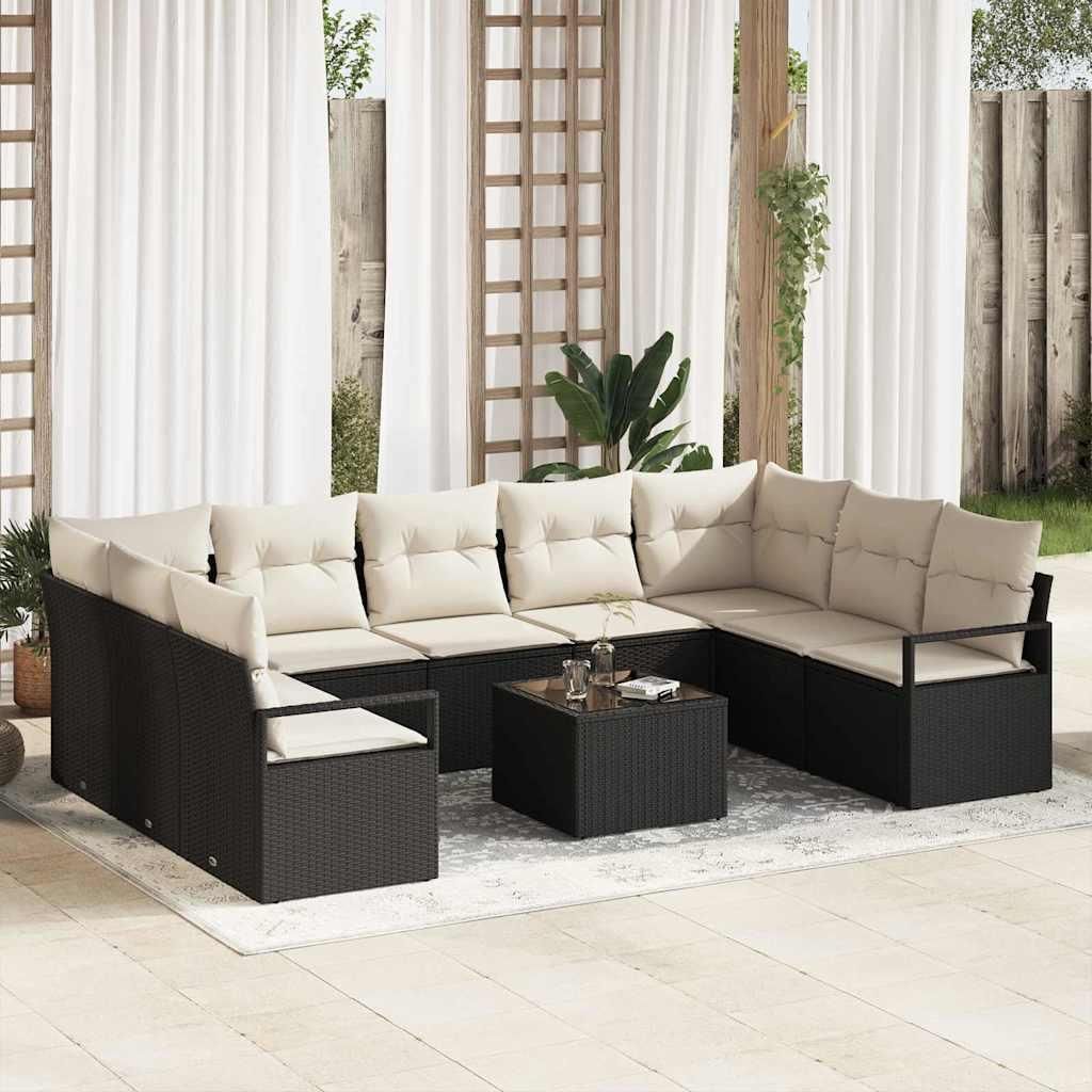 Maison Exclusive - Sofa Set mit Kissen 10 pcs Schwarz Poly-Rattan