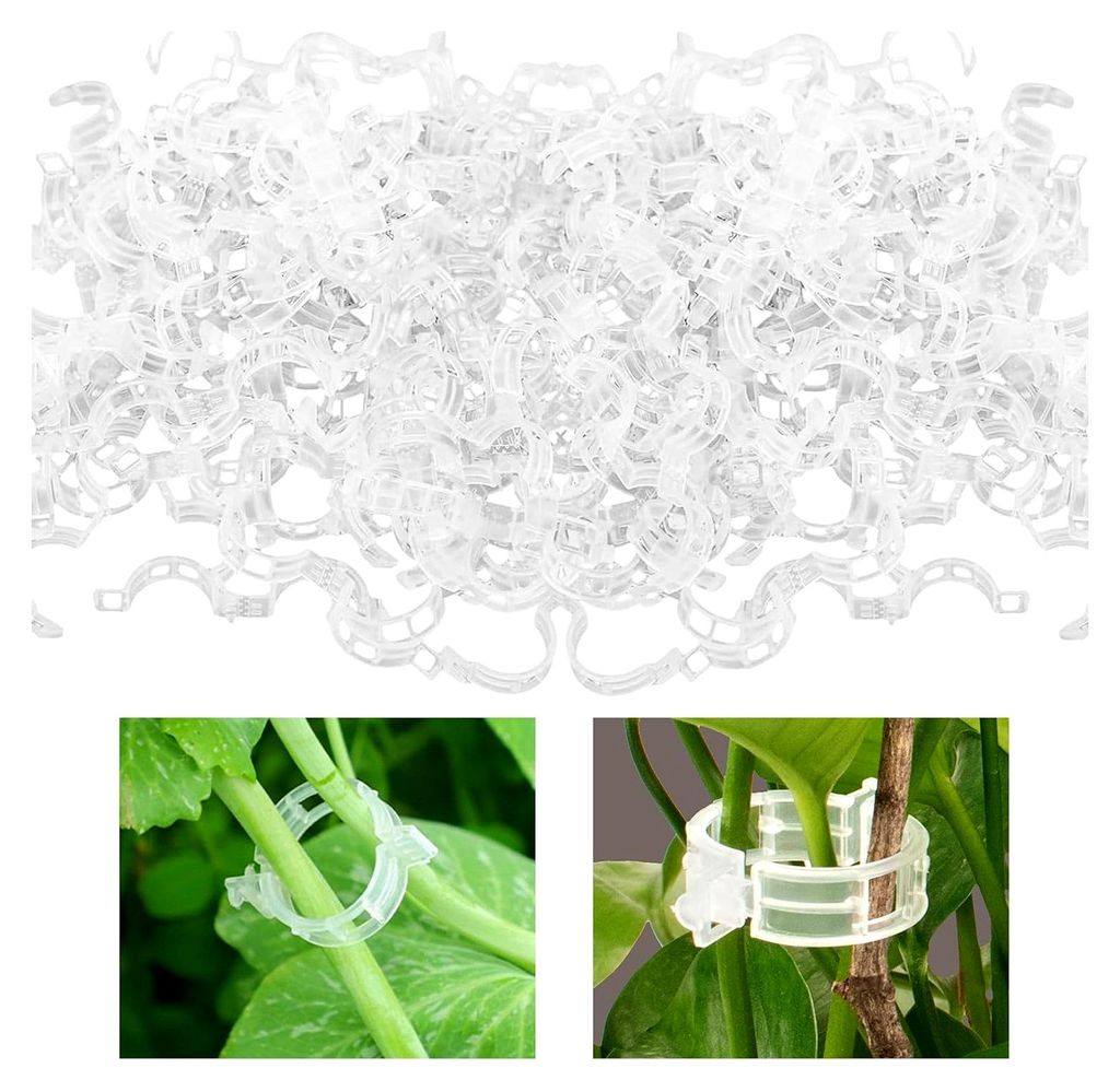 100 Stück Pflanzenclips für Kletterpflanzen, Kunststoff Pflanzenstütze, transparente Pflanzenclips, Gurken Rankhilfe, Pflanzenklammern für Tomaten