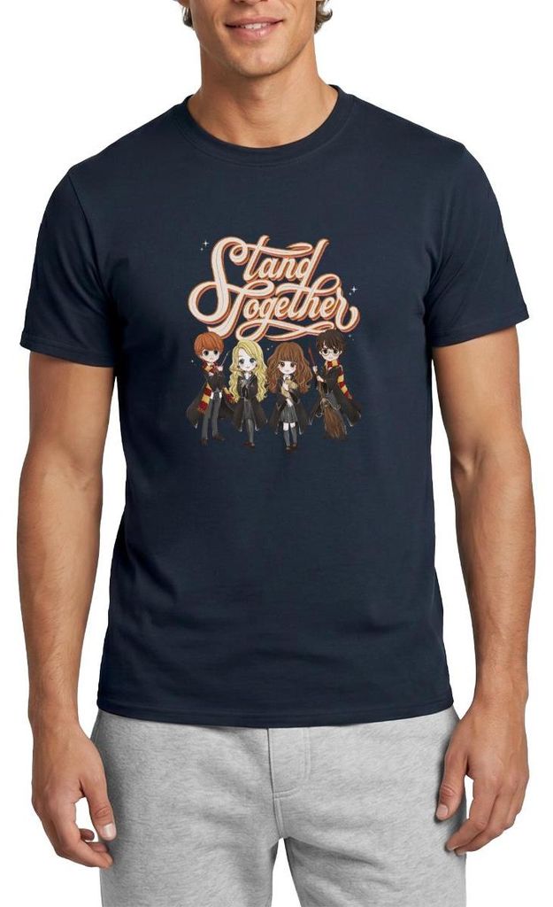 Spreadshirt Harry Potter Animierte Charaktere Stand Together Männer T-Shirt, XXL, Navy