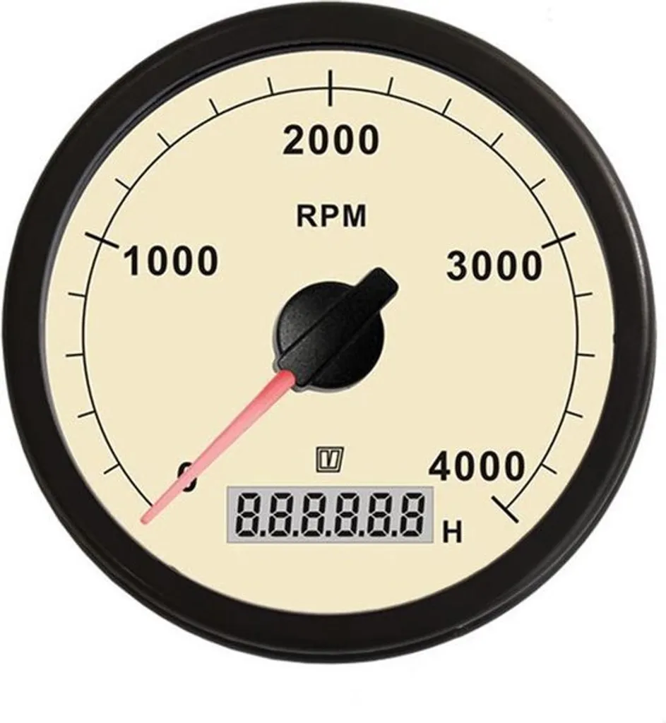 Compte-tours Vetus 0-4000 tr/min Crème - Haute Précision et Finition