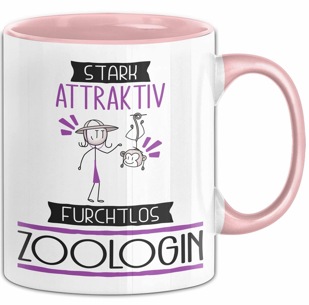 Zoologin Tasse Geschenk Becher Stark Attraktiv Furchtlos Zoologin Lustige Geschenkidee (Rosa)