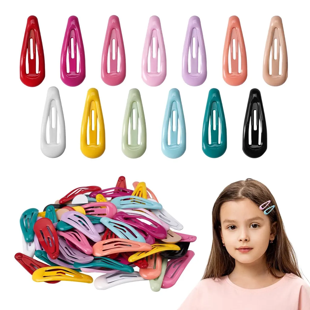 Lot de 60 barrettes pour filles en métal 3cm et clips de couleurs vives